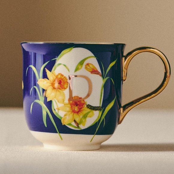 NWT Anthropologie Lou Rota Monogram Nature Mug Letter D - Picture 1 of 3